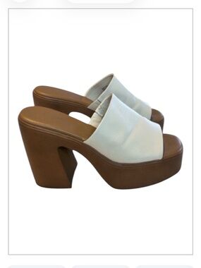 ALDO Maysee Cream Open Toe Platform Heeled Mules Size 6.5